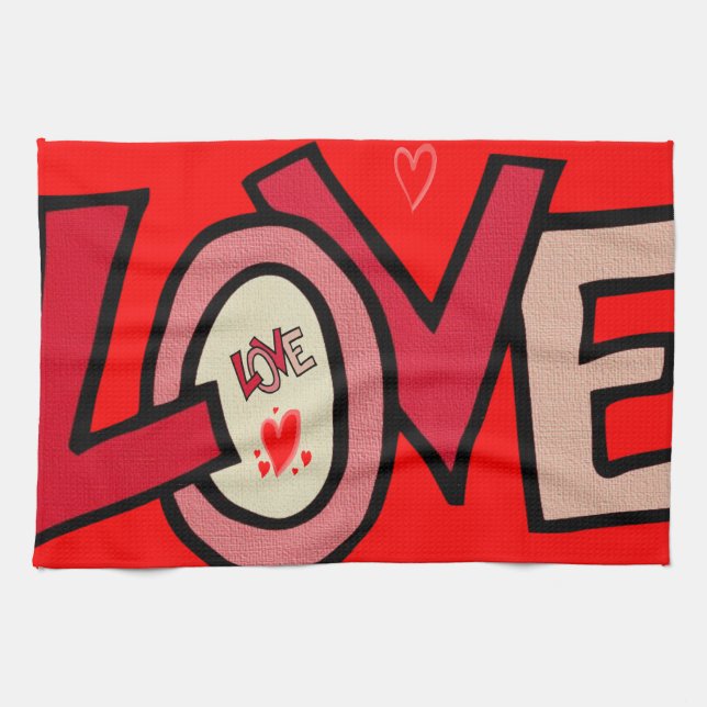 valentines love kitchen hand towel (Horizontal)