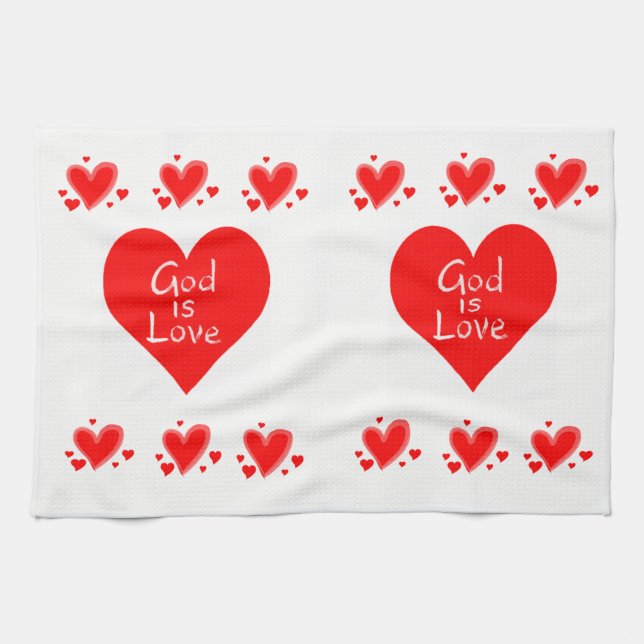 valentines love kitchen hand towel God is love (Horizontal)