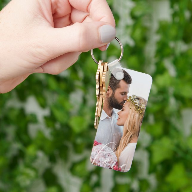 Valentines Love Photo Couple Keepsake Key Ring (Hand)