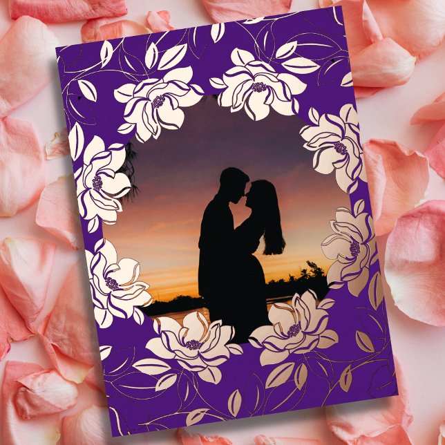 Valentines Love picture flowers and poetry custom Foil Holiday Card (Creator Uploaded)