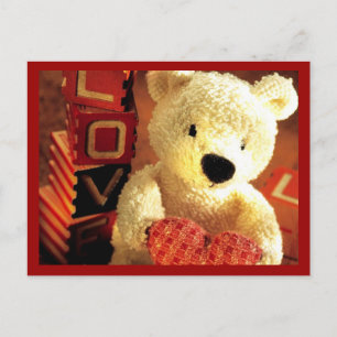 "Valentines Love Teddy Bear with Heart" Postcard