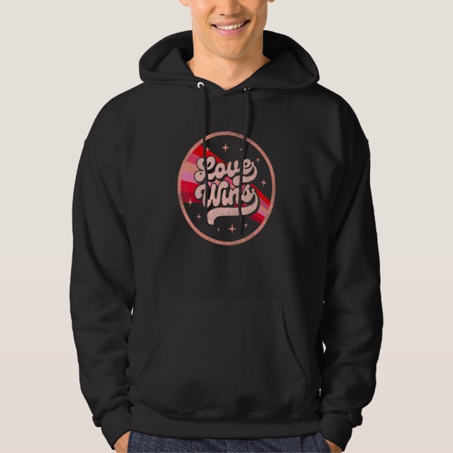 Valentines Love Wins Pink Rainbow Lesbian Gay LGBT Hoodie (Front)