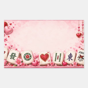 Valentines Mahjong Party Rectangular Sticker