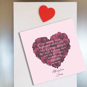 Valentines Modern Heart Roses Romantic Quote Pink