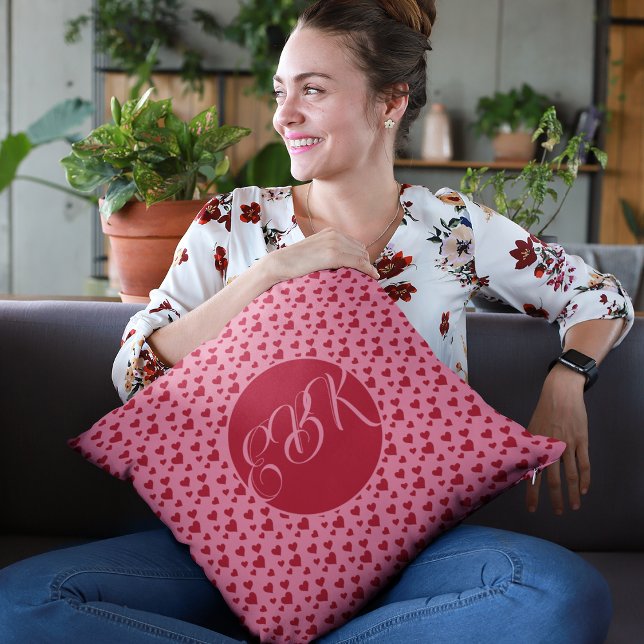 Valentines Monogram Throw Pillow (Elegant Monogram Valentine Pillow)