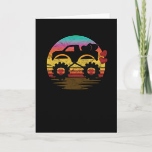 Valentines Monster Truck Love Retro Vintage Men Card