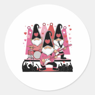 Valentines Musical Gnome Nd Stage Love Guitar Drum Classic Round Sticker