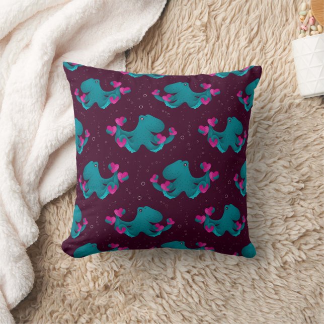 Valentine's Octopus and Hearts Cushion (Blanket)