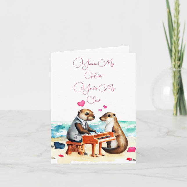 Valentines Otters  Greeting Card (Front)