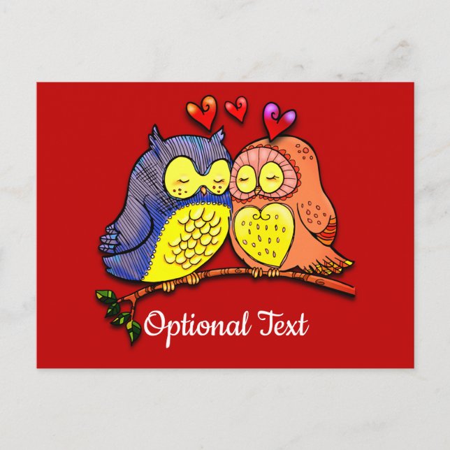 Valentine's Owls Couple Postcard (Front)