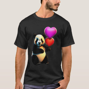 Valentine's Panda & Heart Balloon, Valentine's Day T-Shirt