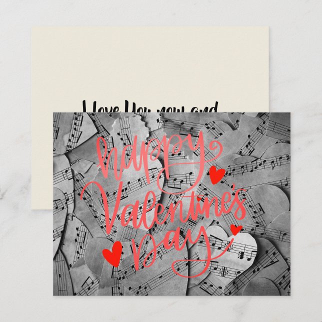 Valentine's - Paper Heart Red Pink Script Custom Card (Front/Back)