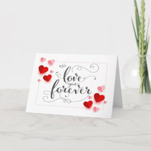 Valentine's Paper Hearts Note Card