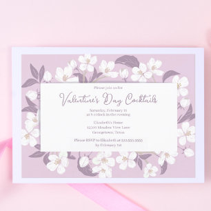 Valentine's Party Cocktails Pink Floral Galentines Invitation
