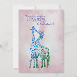 Valentine's Party Invitation Giraffes Art