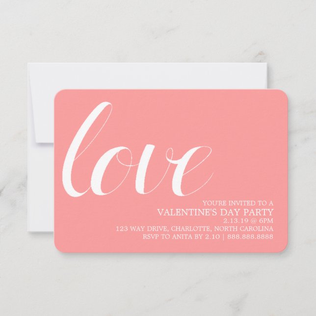 Valentine's Party Invite | Mod Pen Love (Front)
