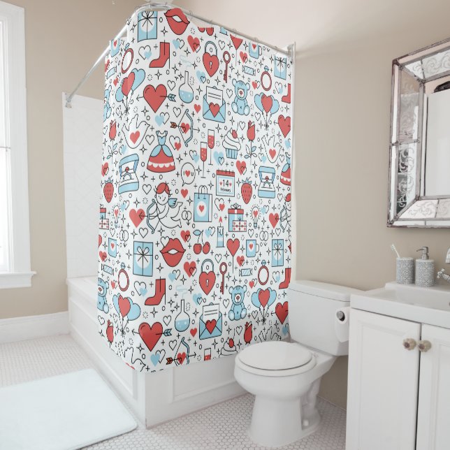 Valentine's Pattern shower curtain (In Situ)