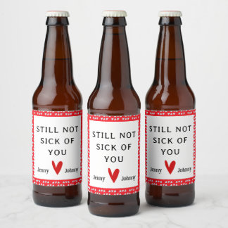 Valentines Personalised Beer Label,  Funny Quote  Bottle Label