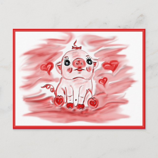 valentines pig postcard (Front)
