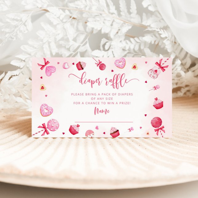 Valentines pink heart diaper raffle ticket enclosure card (Creator Uploaded)
