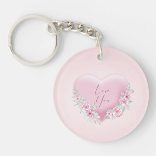 Valentines Pink Heart Key Ring