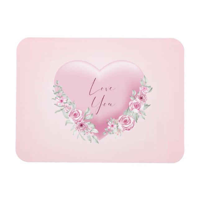 Valentines Pink Heart Magnet (Horizontal)