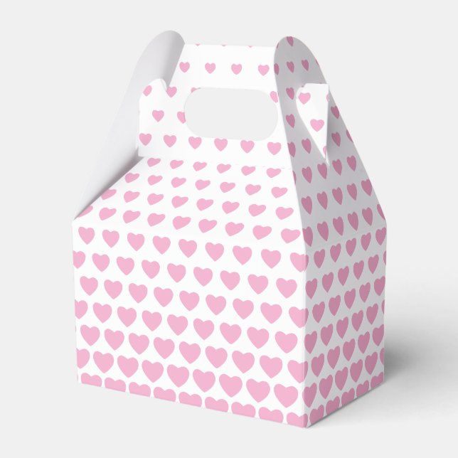 Valentines Pink Heart Shape Pattern Favour Box (Front Side)