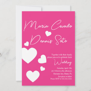 Valentines Pink Hearts Floating Love Wedding Invitation