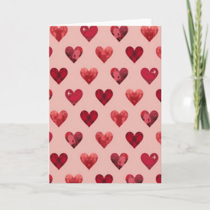 Valentines Plaid Hearts Card