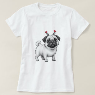 Valentine's print with pug T-shirt