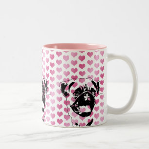 Valentines - Pug Silhouette Two-Tone Coffee Mug