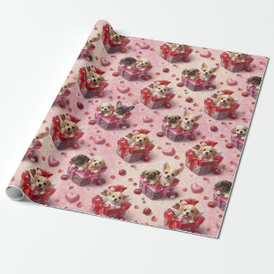 Valentine's Puppies Wrapping Paper