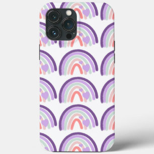 Valentines Purple Hand Drawn Rainbow Pattern   iPhone 13 Pro Max Case