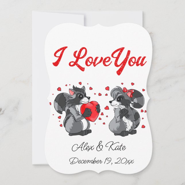 Valentines Racoon Greeting Card (Front)