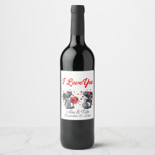 Valentines Racoon Wine Label