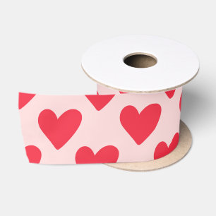 Valentines red and pink heart pattern  satin ribbon