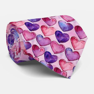 Valentine's Red and Purple Hearts Tie