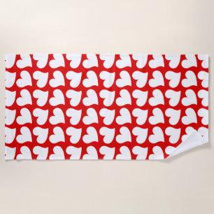 VALENTINES RED AND WHITE HEARTS VALENTINE  BEACH TOWEL