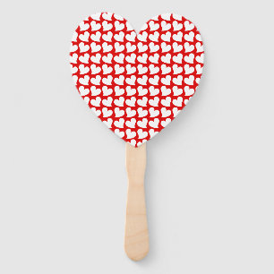 VALENTINES RED AND WHITE HEARTS VALENTINE HAND FAN