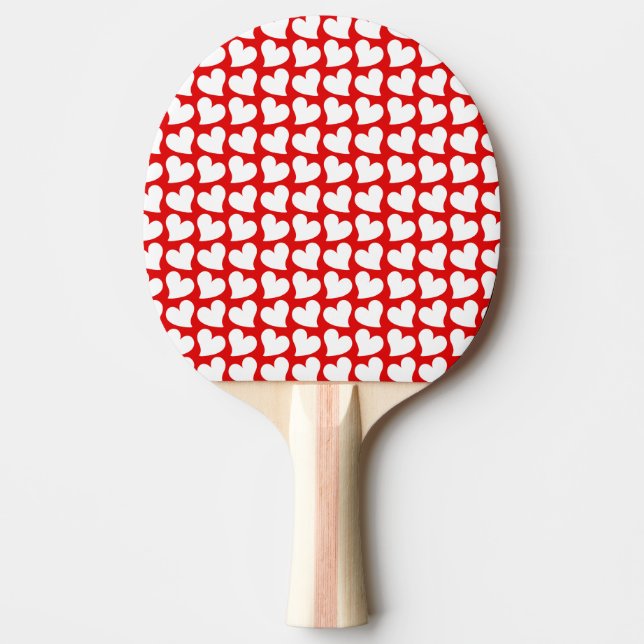 VALENTINES RED AND WHITE HEARTS VALENTINE  PING PONG PADDLE (Front)