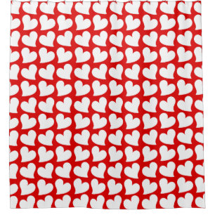 VALENTINES RED AND WHITE HEARTS VALENTINE  SHOWER CURTAIN