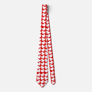 VALENTINES RED AND WHITE HEARTS VALENTINE  TIE
