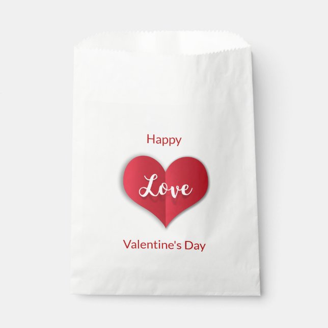 Valentines Red Folded Paper Heart - Favour Bag (Front)
