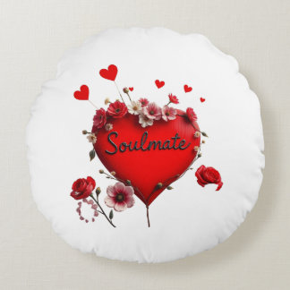 Valentine's  Red Heart and flowersSoulmate Pillow 