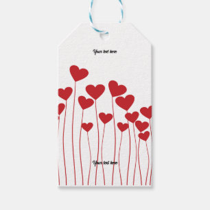 Valentine's Red Heart Flowers - customise text Gift Tags