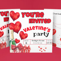Valentine's Red Hearts and Polka Dots Champagne