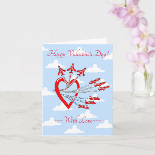 Valentine's Red Jet Planes Blue Sky Card
