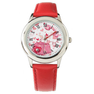Valentine's Red Leather Vintage Love Heart Watch