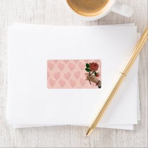 Valentines Red Rose hand of friendship Label