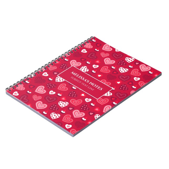 Valentine's Red & White Hearts Pattern Notebook (Left Side)